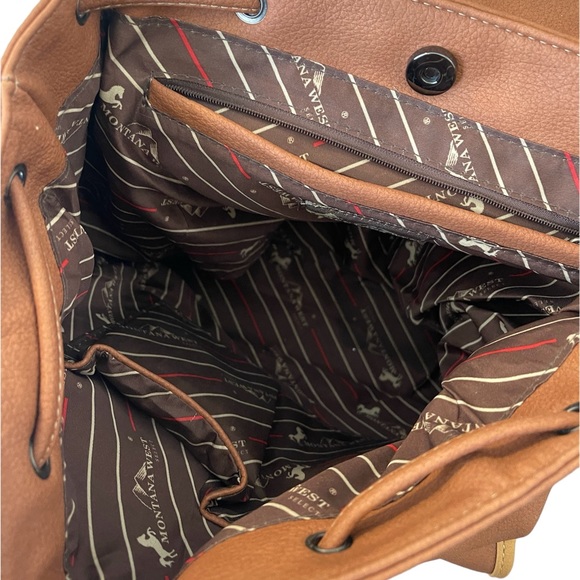 Montana West Western Studded CCW Backpack Brown - Picture 9 of 13